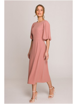 S399 Puff sleeve dress - rose