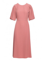 S399 Suknelė pūstomis rankovėmis - rožinė