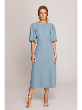 S399 Puff sleeve dress - sky blue