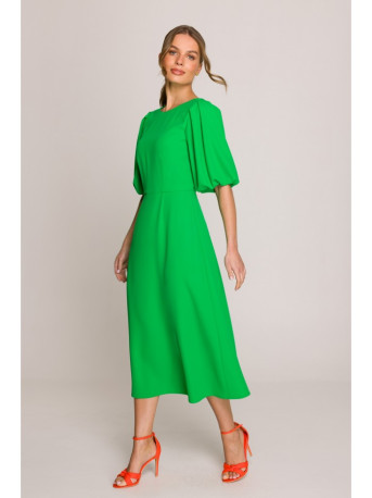 S399 Puff sleeve dress - green