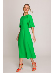 S399 Puff sleeve dress - green
