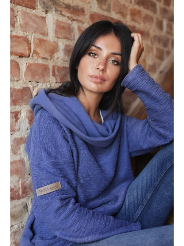 B131 High collar pullover top - indigo