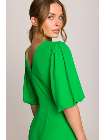 S399 Puff sleeve dress - green