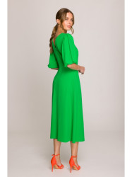 S399 Puff sleeve dress - green