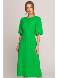 S399 Puff sleeve dress - green