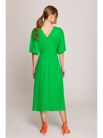 S399 Puff sleeve dress - green