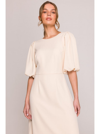 S400 Suknelė pūstomis rankovėmis - kreminė