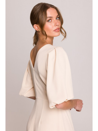 S400 Suknelė pūstomis rankovėmis - kreminė