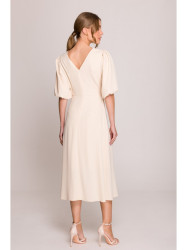 S400 Suknelė pūstomis rankovėmis - kreminė