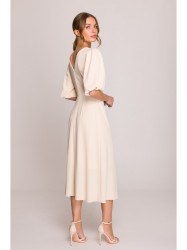 S400 Suknelė pūstomis rankovėmis - kreminė