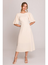S400 Suknelė pūstomis rankovėmis - kreminė