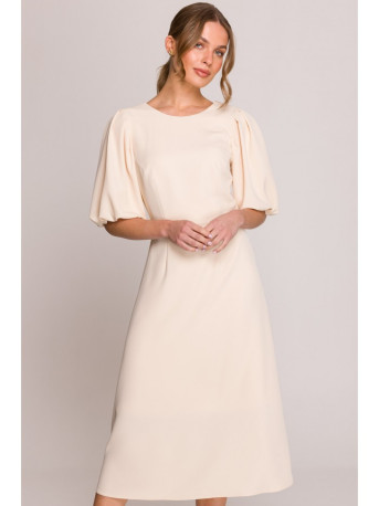 S400 Suknelė pūstomis rankovėmis - kreminė