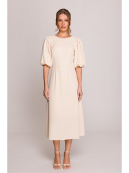 S400 Suknelė pūstomis rankovėmis - kreminė