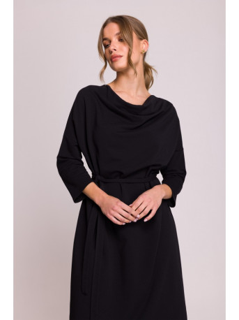 S403 Oversized knit dress - black