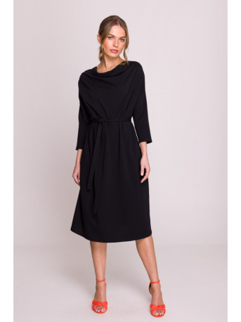 S403 Oversized knit dress - black
