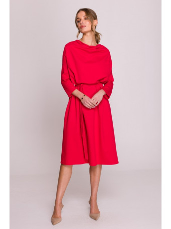 S403 Oversized knit dress - red