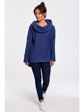 B131 High collar pullover top - indigo