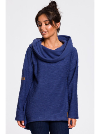 B131 High collar pullover top - indigo