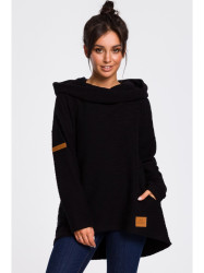 B131 High collar pullover top - black