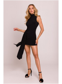 M841 Tie front mini dress - black