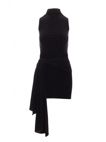 M841 Tie front mini dress - black