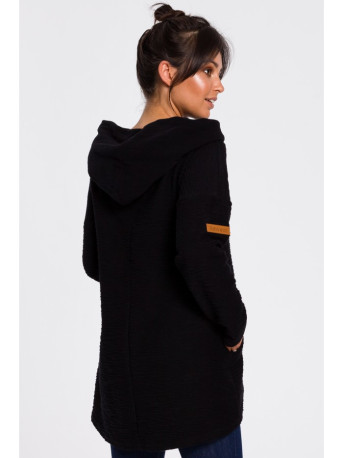 B131 High collar pullover top - black