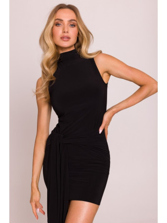 M841 Tie front mini dress - black