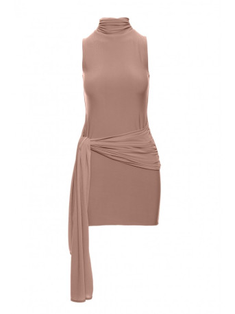 M841 Tie front mini dress - beige