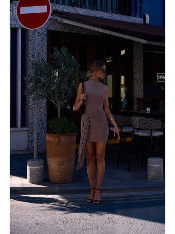 M841 Tie front mini dress - beige