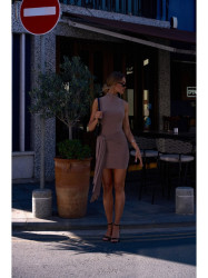 M841 Tie front mini dress - beige