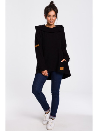 B131 High collar pullover top - black
