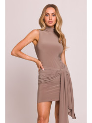 M841 Tie front mini dress - beige