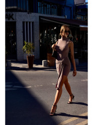 M841 Tie front mini dress - beige