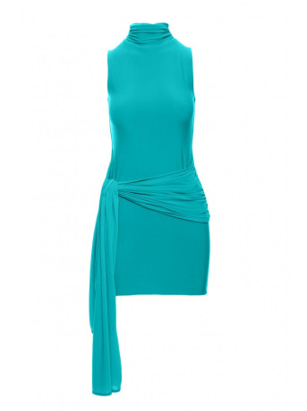M841 Tie front mini dress - turquoise