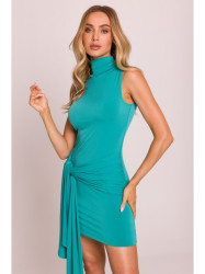 M841 Tie front mini dress - turquoise