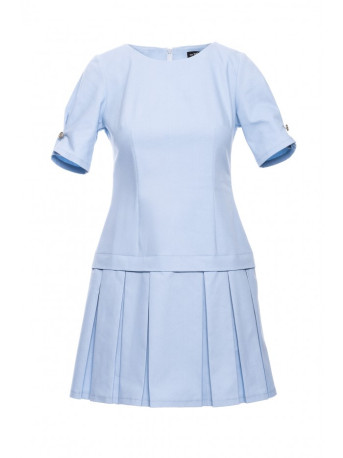 M842 Denim dress with pleats - light blue