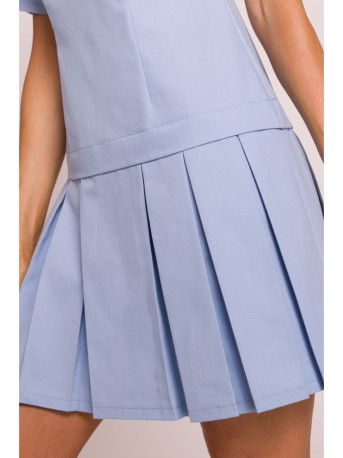 M842 Denim dress with pleats - light blue