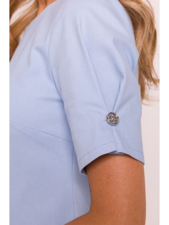 M842 Denim dress with pleats - light blue