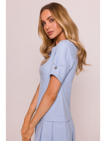 M842 Denim dress with pleats - light blue