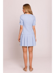 M842 Denim dress with pleats - light blue