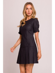 M842 Denim dress with pleats - graphite