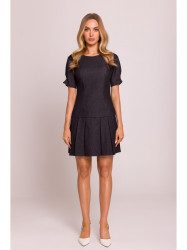 M842 Denim dress with pleats - graphite