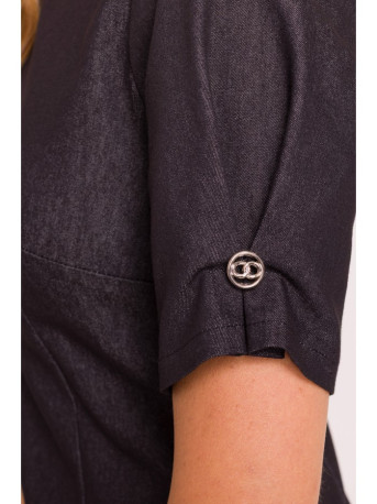 M842 Denim dress with pleats - graphite