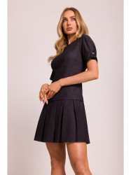 M842 Denim dress with pleats - graphite