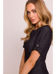 M842 Denim dress with pleats - graphite