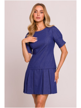 M842 Denim dress with pleats - blue