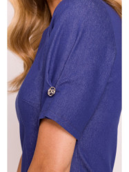 M842 Džinsinė suknelė su klostėmis - mėlyna