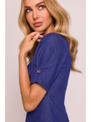 M842 Džinsinė suknelė su klostėmis - mėlyna