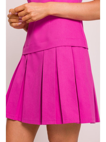 M842 Denim dress with pleats - pink