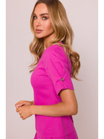 M842 Denim dress with pleats - pink